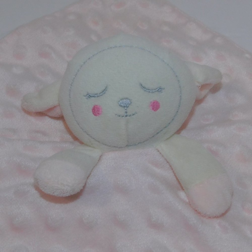 Kidgets Pink white  Baby Sheep lamb Plush Security Blanket Lovey Nunu Chikitoe